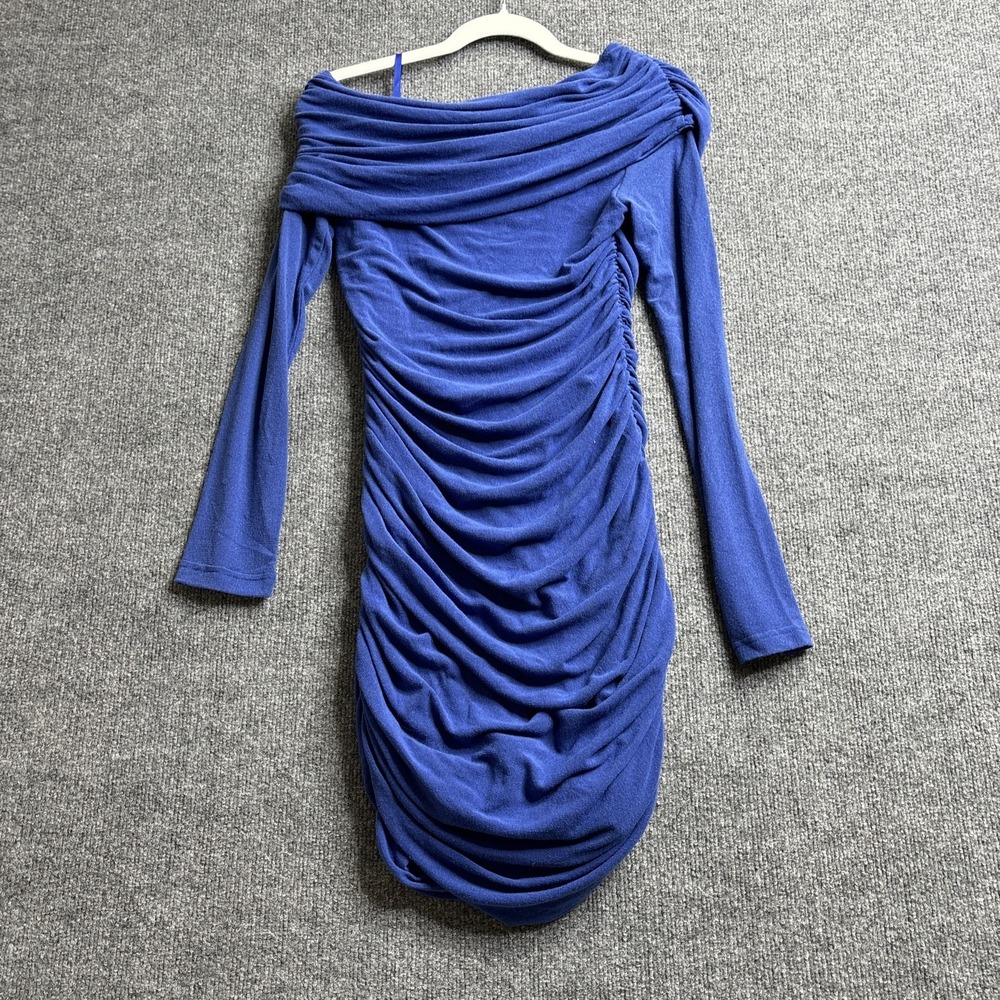 Runaway The Label Candor Mini Dress Size Medium NWT Off the Shoulder Ruched Blue